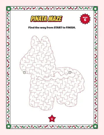 Pinata maze printable: a gentle birthday maze inside a pinata shape