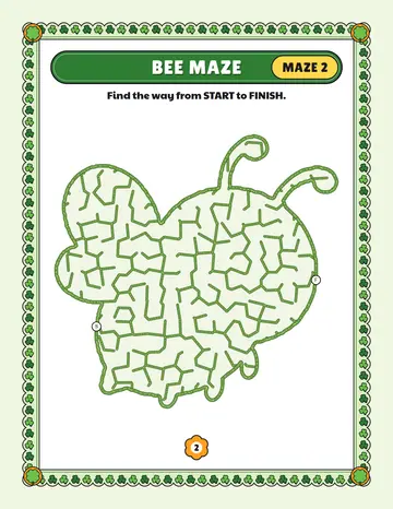 Bee maze printable: an easy bug maze inside a bee shape