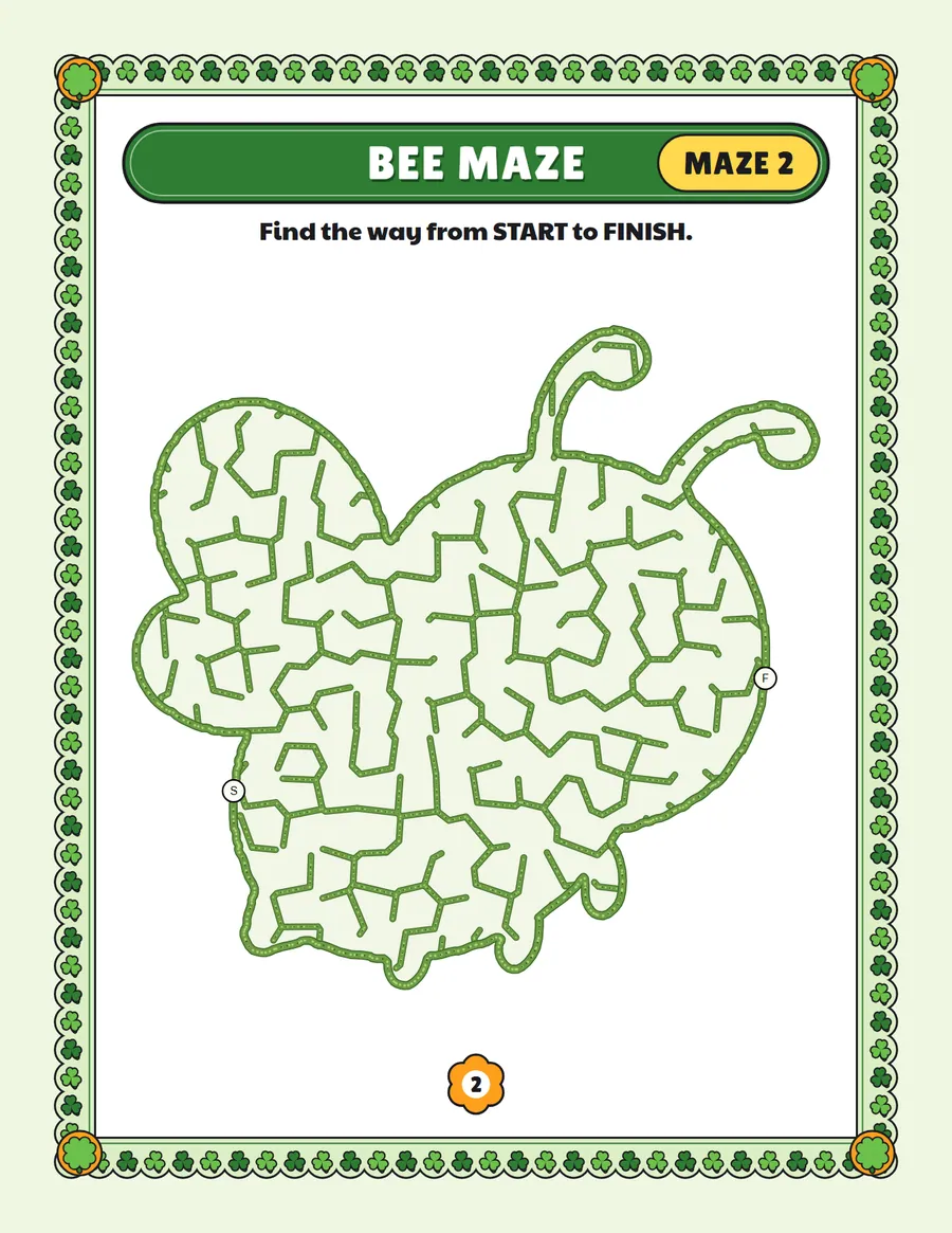 Bee maze printable: an easy bug maze inside a bee shape