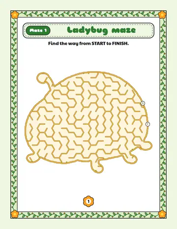 Ladybug maze printable: an easy bug maze inside a ladybug shape