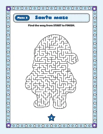 Santa maze printable: a hard Christmas maze inside a santa shape