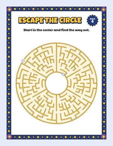 Honey flower circle maze printable: a gentle circle maze for ages 5 to 7