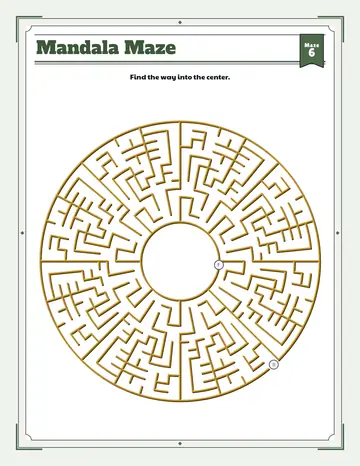 Rose window mandala maze printable: a medium circle maze for ages 6 to 8