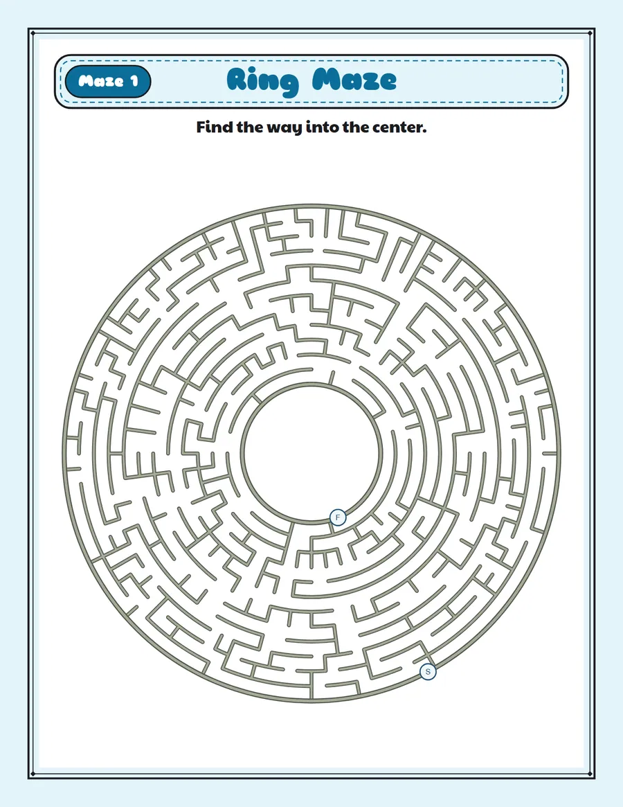 Round and Round circle maze printable: an easy circle maze for ages 4 to 6