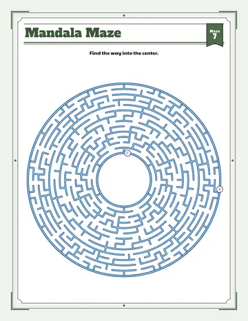 Spiral galaxy mandala maze printable: a hard circle maze for ages 8 to 12