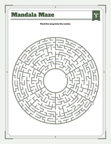 Stone petals mandala maze printable: a medium circle maze for ages 6 to 8
