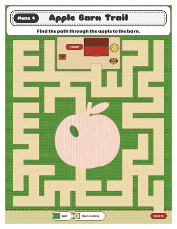 Apple orchard maze printable: a gentle corn maze for ages 5 to 7