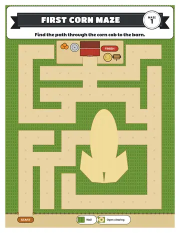 First corn maze printable: an easy corn maze for ages 4 to 6