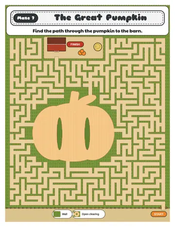 Great pumpkin corn maze printable: a hard corn maze for ages 8 to 12