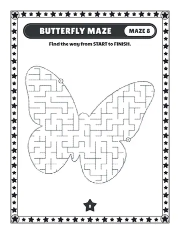 Butterfly maze printable: a gentle easy maze inside a butterfly shape