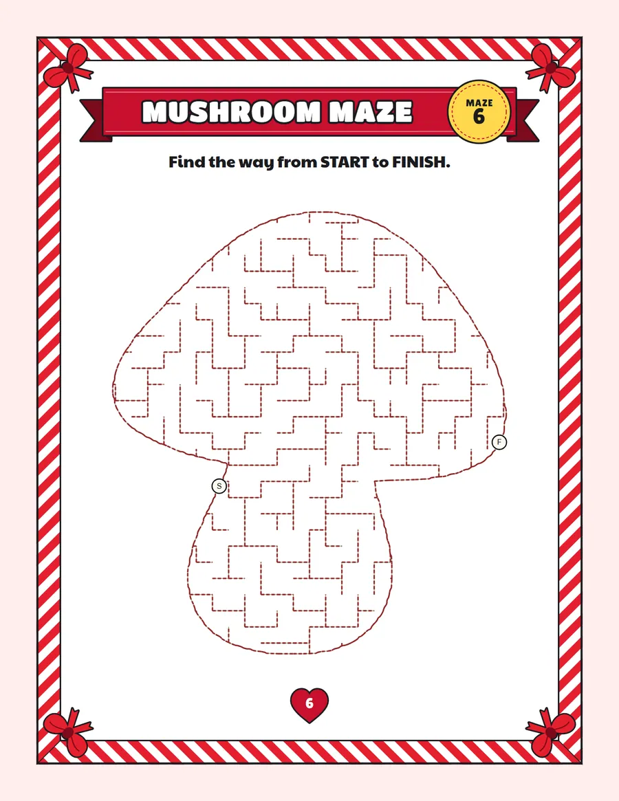 Mushroom maze printable: a easy easy maze inside a mushroom shape