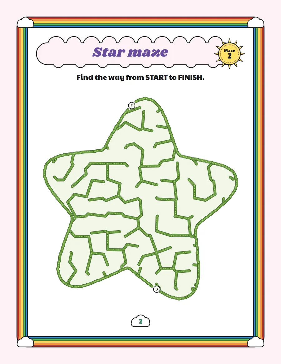 Star maze printable: a very easy easy maze inside a star shape