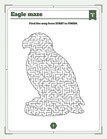 Eagle maze printable: a extreme hard maze inside a eagle shape