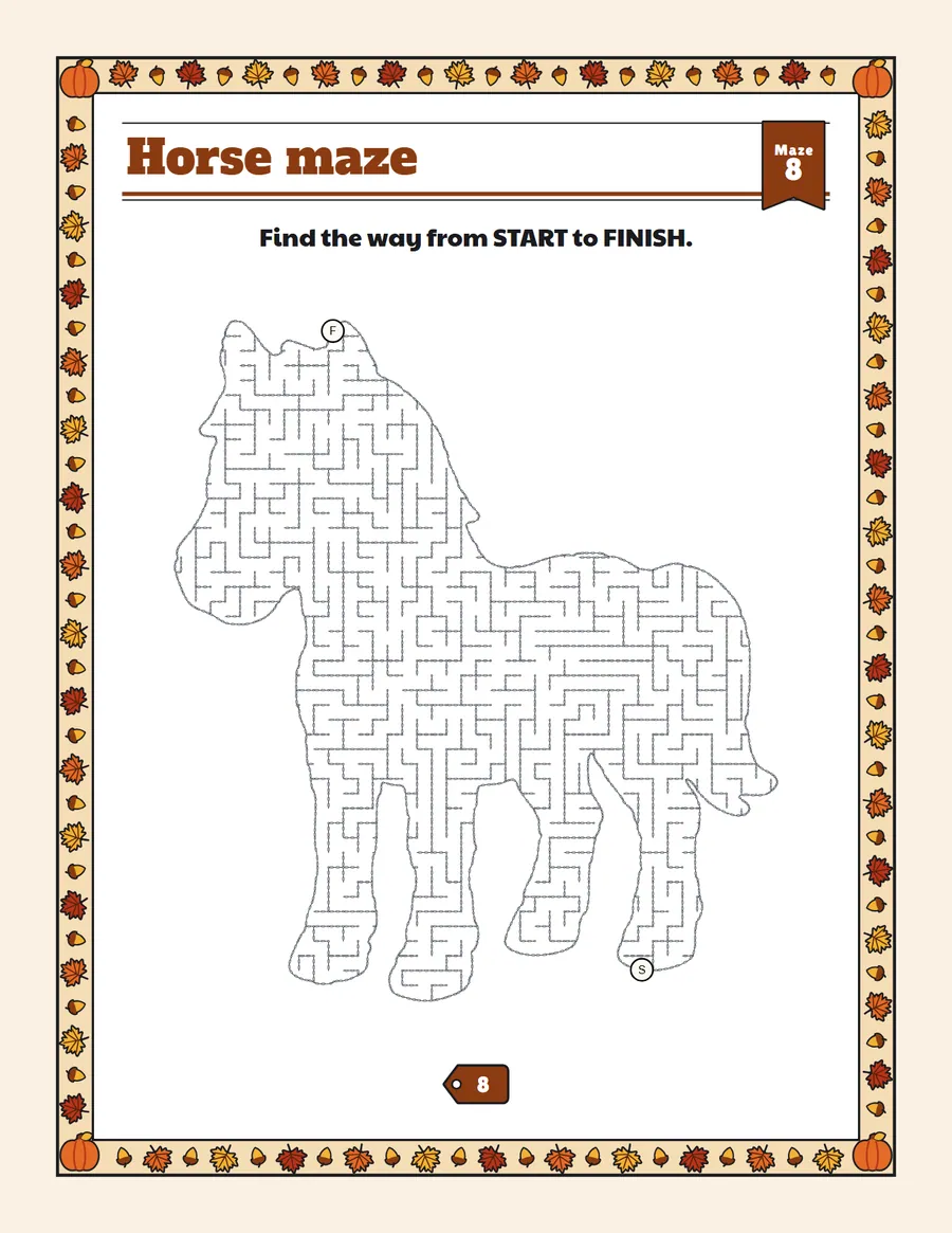 Horse maze printable: a extreme hard maze inside a horse shape