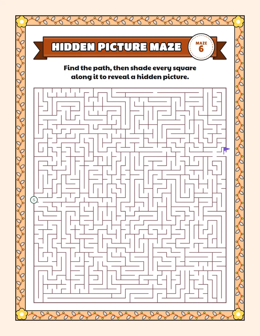 Sloth hidden picture maze printable: a medium hidden picture maze for ages 6 to 8