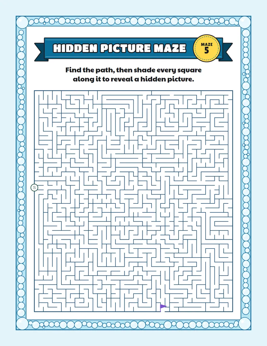 Whale hidden picture maze printable: a medium hidden picture maze for ages 6 to 8