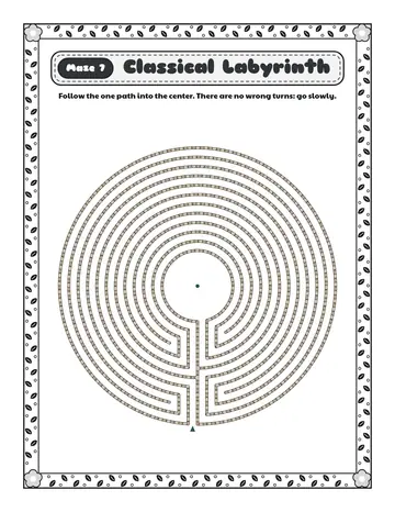 Eleven-circuit labyrinth printable: a hard labyrinth for ages 8 to 12