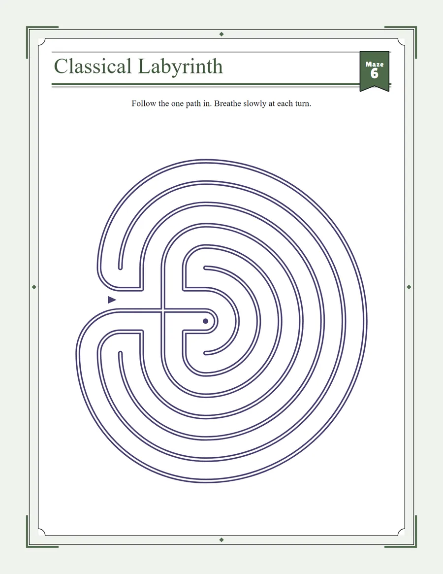 Mindful labyrinth printable: a medium labyrinth for ages 6 to 8