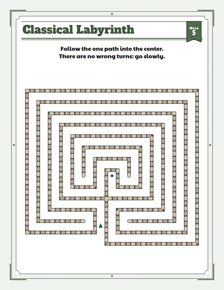 Square labyrinth printable: a medium labyrinth for ages 6 to 8