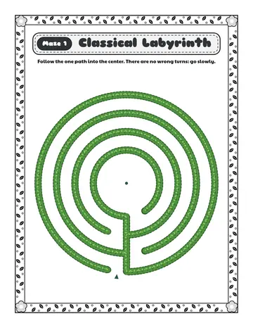 Three-circuit labyrinth printable: an easy labyrinth for ages 4 to 6