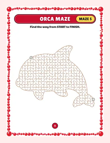 Orca maze printable: a medium ocean maze inside a orca shape