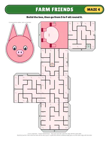 Pig papercraft maze printable: a gentle papercraft maze for ages 5 to 7