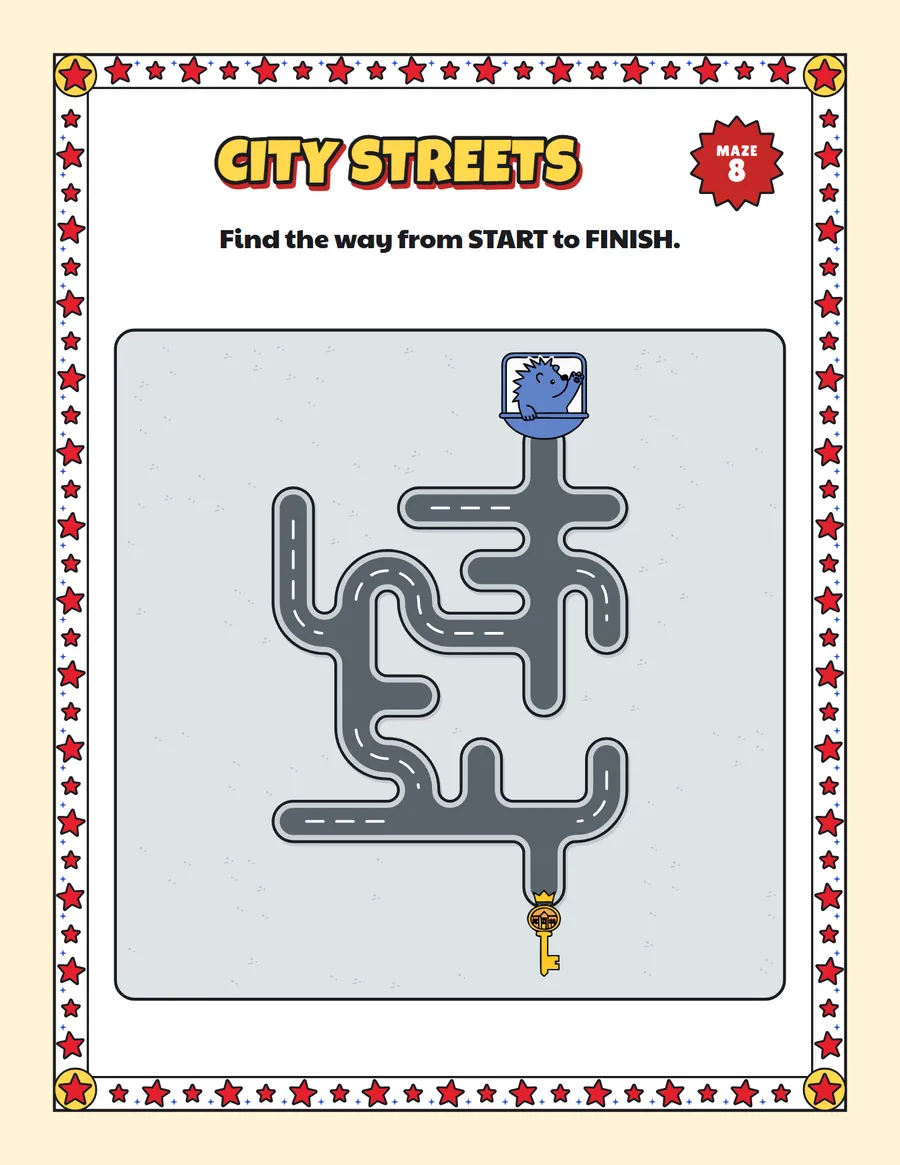 Big city road maze printable: a hard road maze for ages 8 to 12