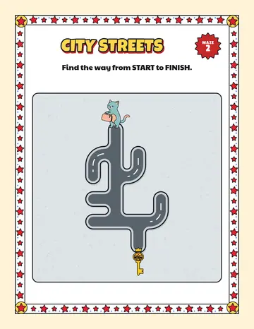 City streets road maze printable: an easy road maze for ages 4 to 6