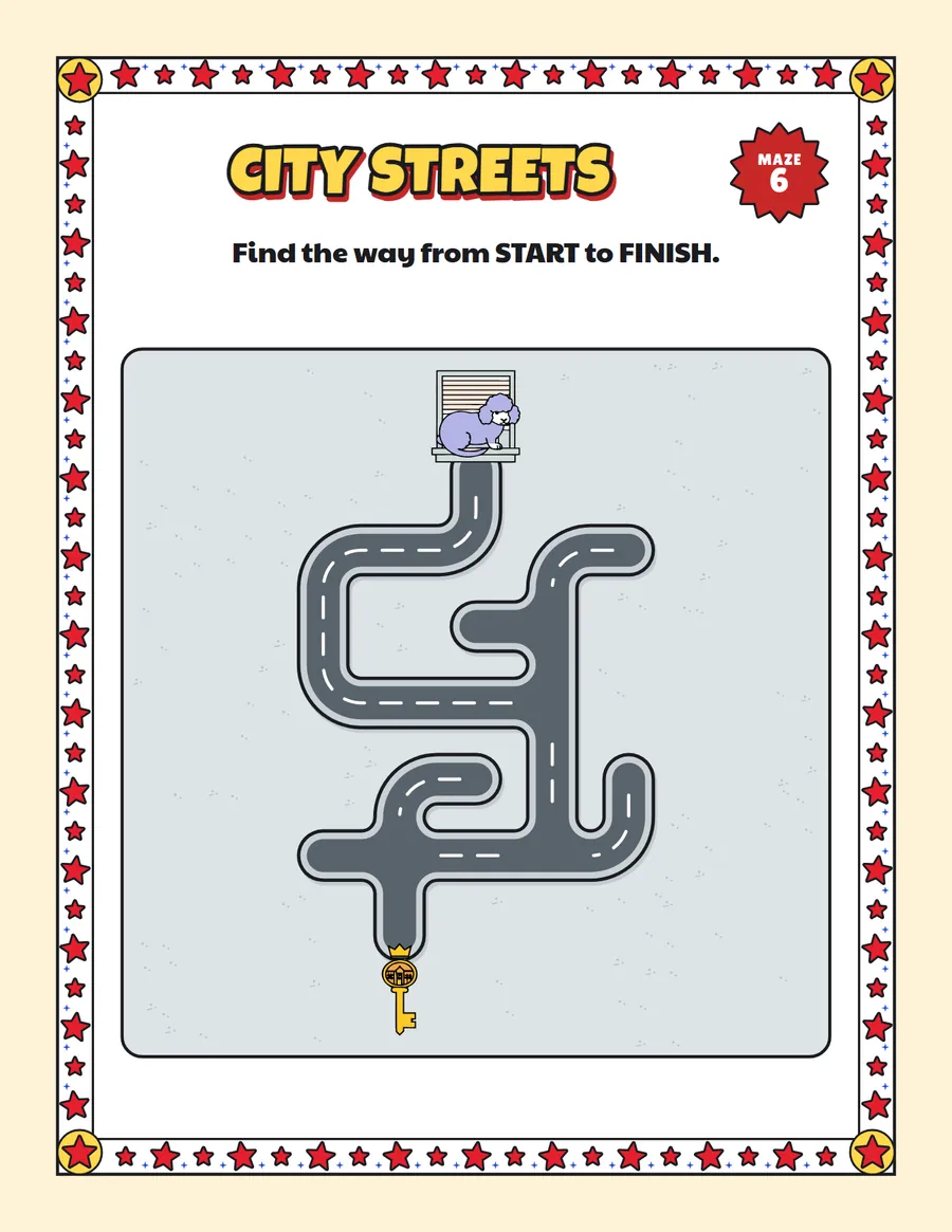 Long drive road maze printable: a medium road maze for ages 6 to 8