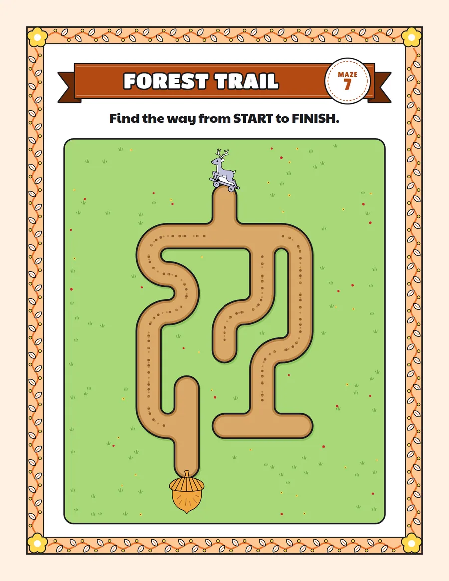 Many turns road maze printable: a hard road maze for ages 8 to 12