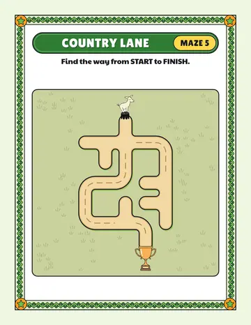 Round the ponds road maze printable: a medium road maze for ages 6 to 8