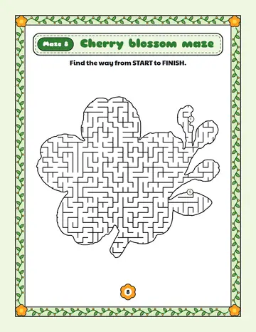 Cherry blossom maze printable: a hard spring maze inside a cherry blossom shape