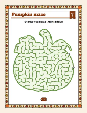 Pumpkin maze printable: a easy Thanksgiving maze inside a pumpkin shape