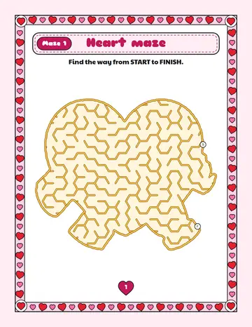 Heart maze printable: an easy Valentine's Day maze inside a heart shape
