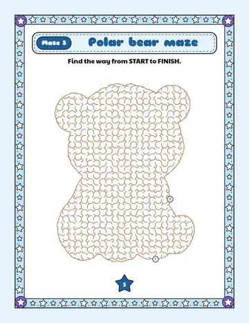 Polar bear maze printable: a medium winter maze inside a polar bear shape