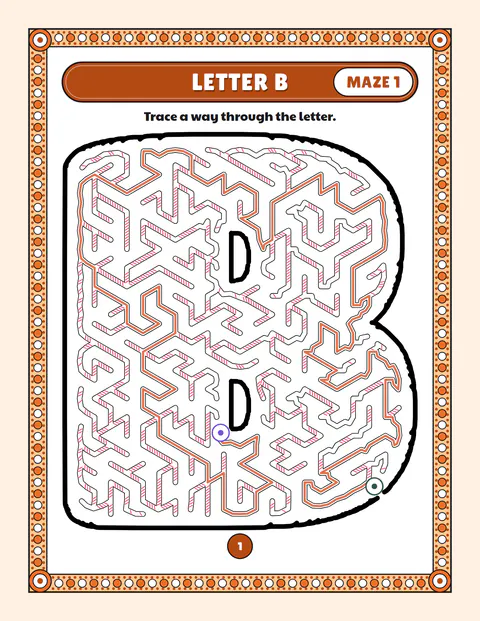 Letter and number mazes: the same page solved