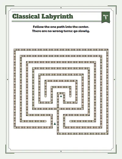 Knossos: Square seven: a classical labyrinth, traced from its entrance to the center