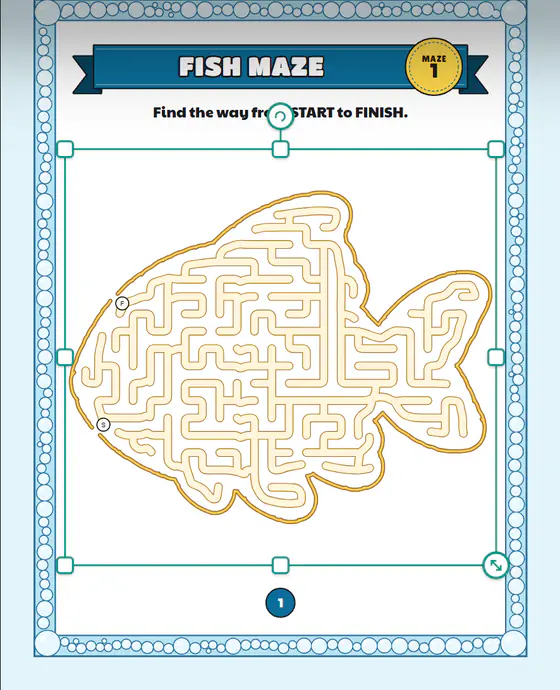 The same Fish maze with its tunnels at 100 % wide