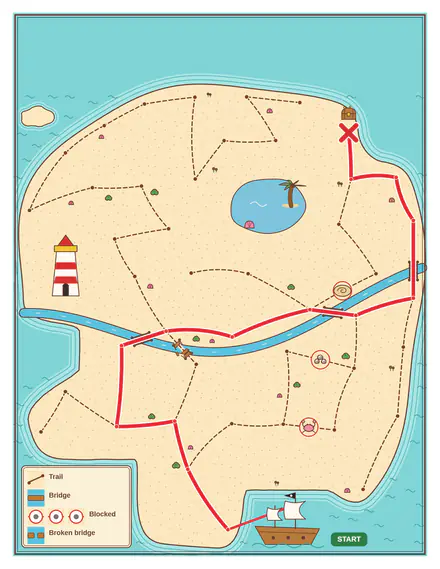 Mermaid reef treasure map: its solution page, the second file of Puzzle + solution