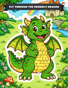 Friendly dragon, an illustrated picture page