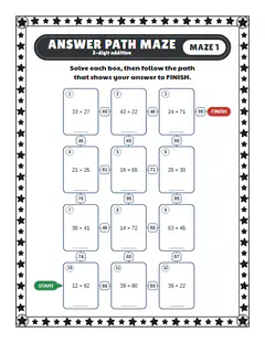2-digit addition: easy 4 × 3, an answer path worksheet