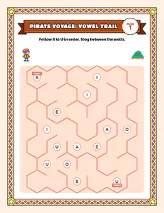 Pirate voyage: Vowel trail, an alphabet maze