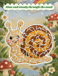Rainy snail, an illustrated picture page