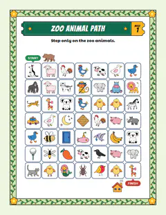 Wild world: Zoo animals, Hard, a picture path puzzle