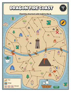 Dragon Fire Coast, a treasure map maze