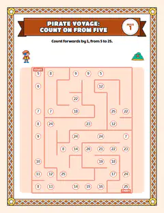 Pirate voyage: Count on from five, a number trail maze