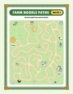 Farm: Grown-up noodles, a noodle paths maze