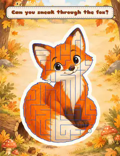Autumn fox, an illustrated picture page