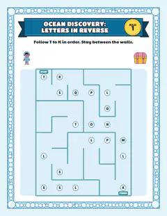 Ocean discovery: Letters in reverse, an alphabet maze
