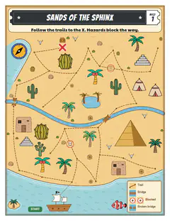 Sands of the Sphinx, a treasure map maze